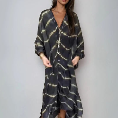 Lina™ - Long Sleeve Striped Print Dress