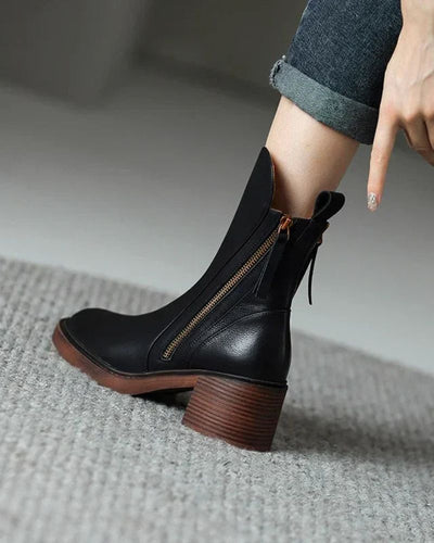 Anna™  Elegant leather ankle boots with comfortable heels