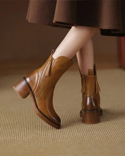 Anna™  Elegant leather ankle boots with comfortable heels