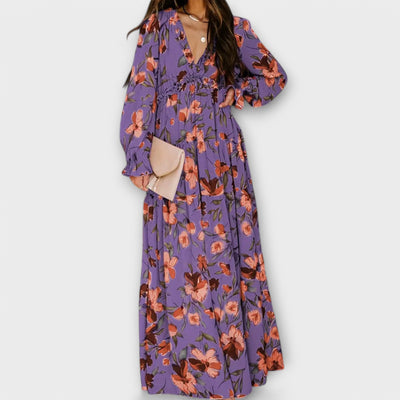 Elle | Floral V-Neck Maxi Dress