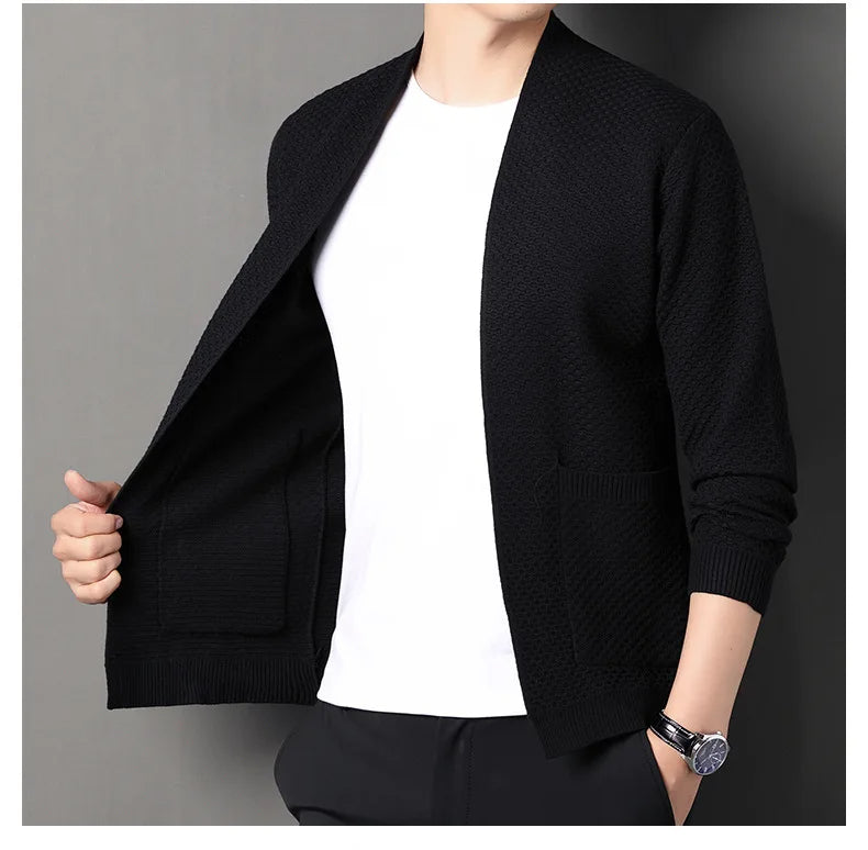 James™  - Comfortable Honeycomb Knit Cardigan