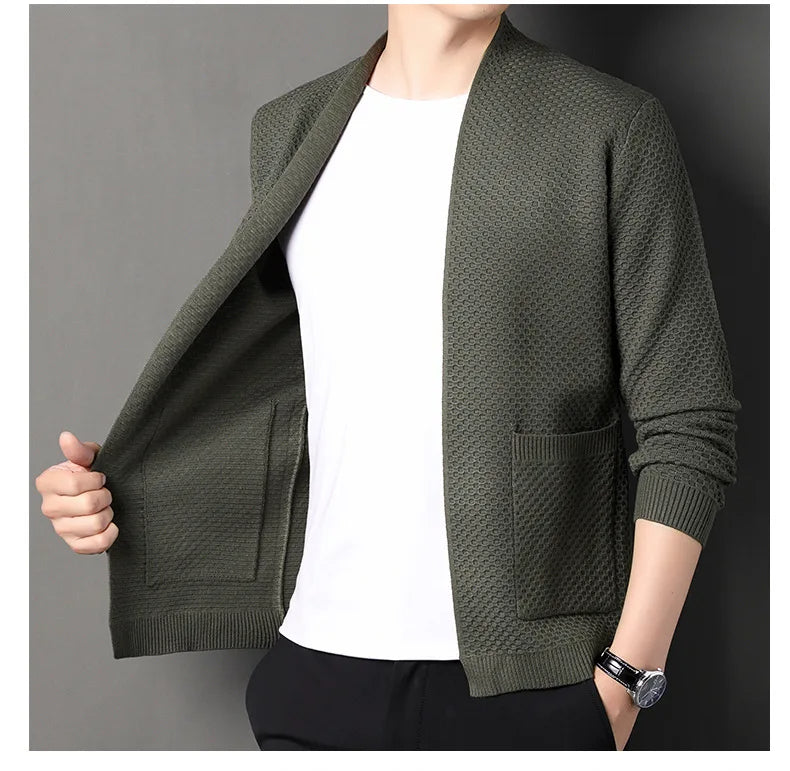 James™  - Comfortable Honeycomb Knit Cardigan